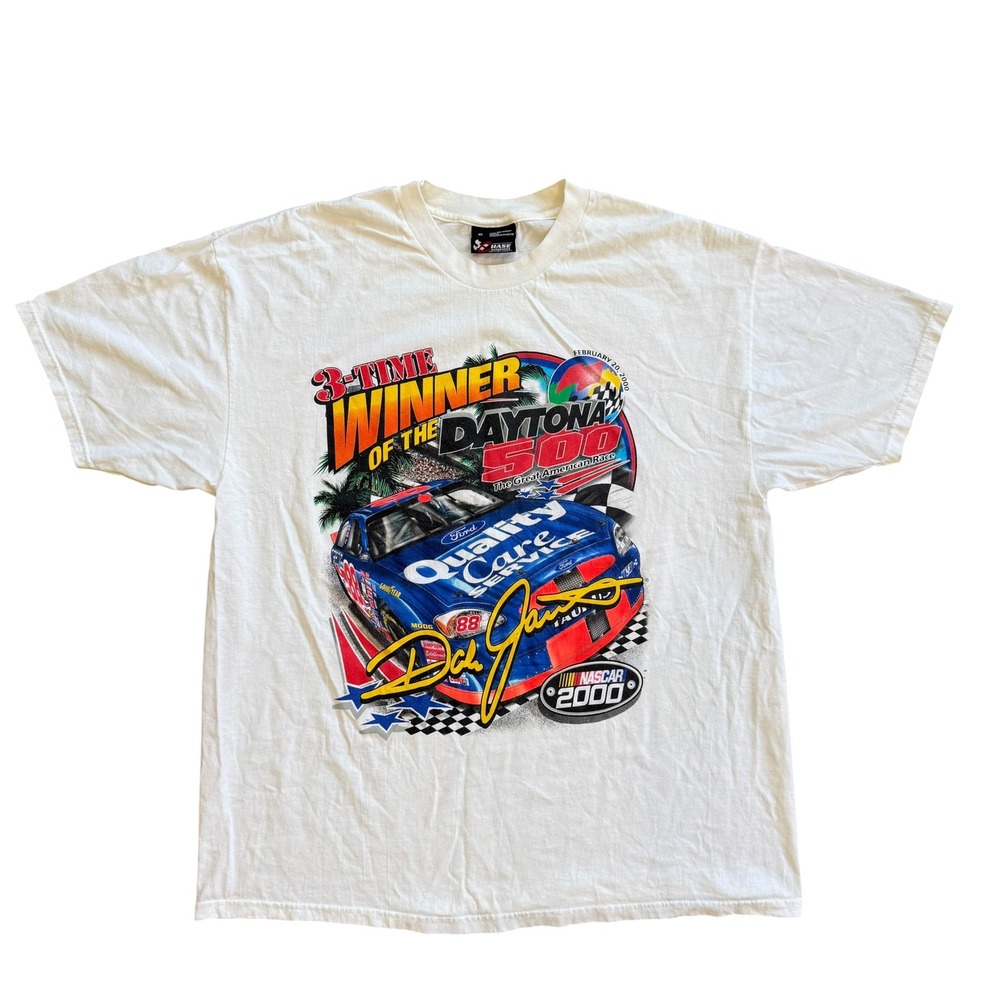 Vintage Chase Authentics Dale Jarrett NASCAR 2000 Daytona 500 T-Shirt XL White